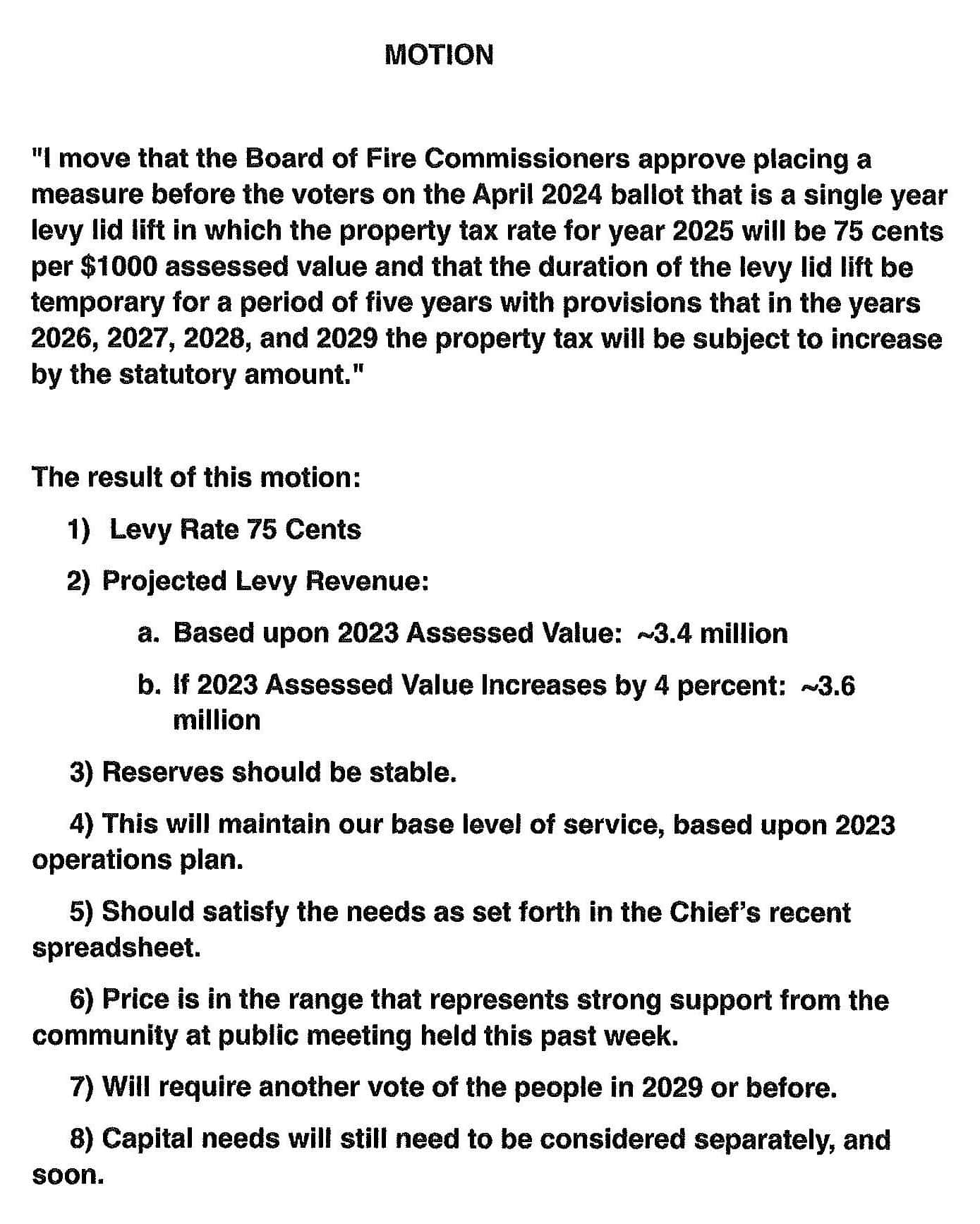 2024-02-05 Levy Amount Motion by Chair Ehrmantraut